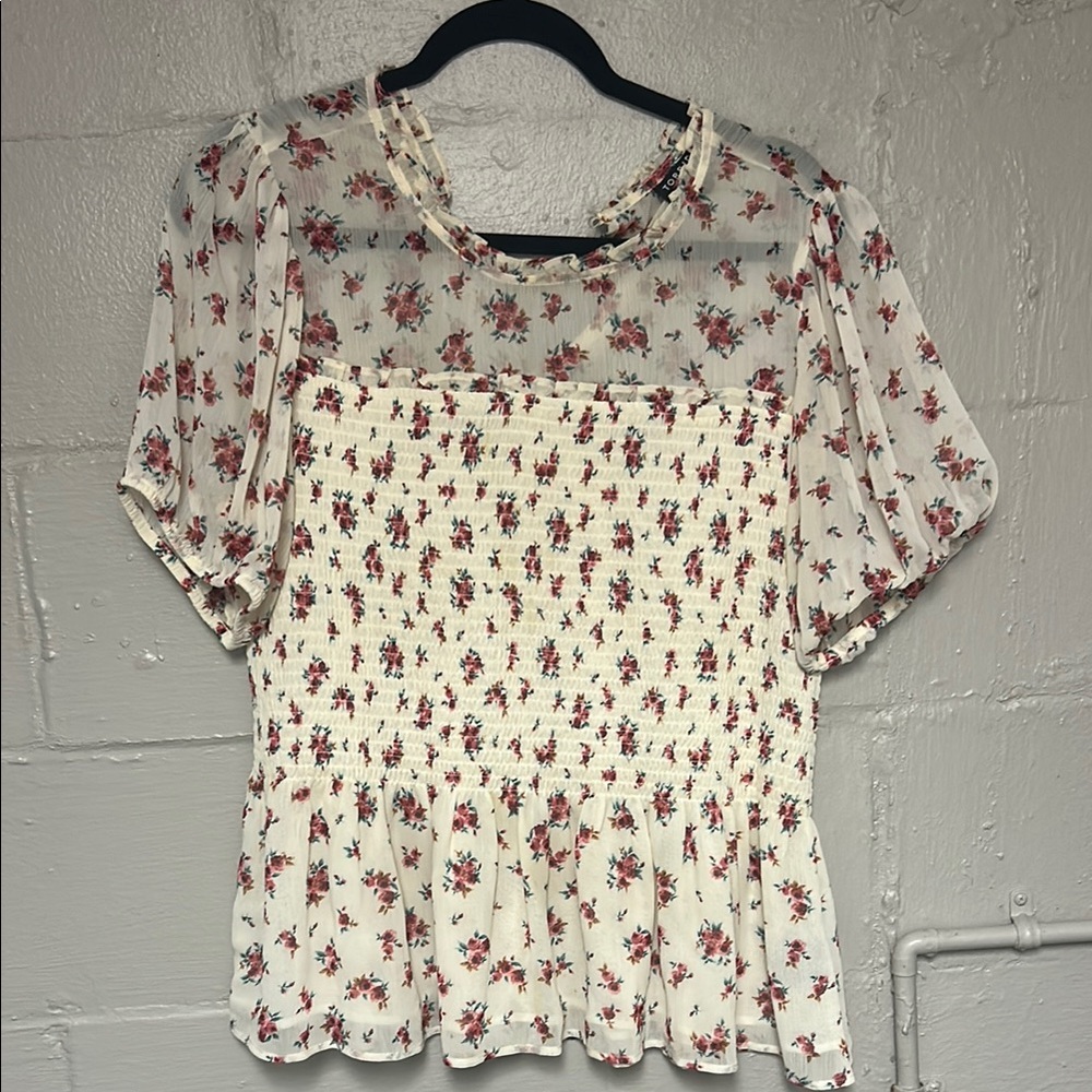 Floral Print Sheer Blouse